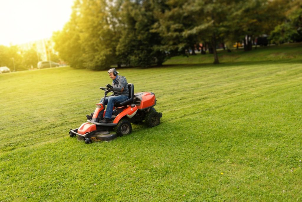 Well-maintained professional lawn mowing equipment used by a lawn care service in Zanesville Ohio